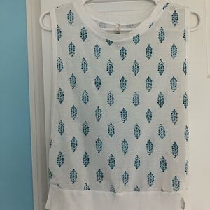 Free People Movement White and Blue Tank Top